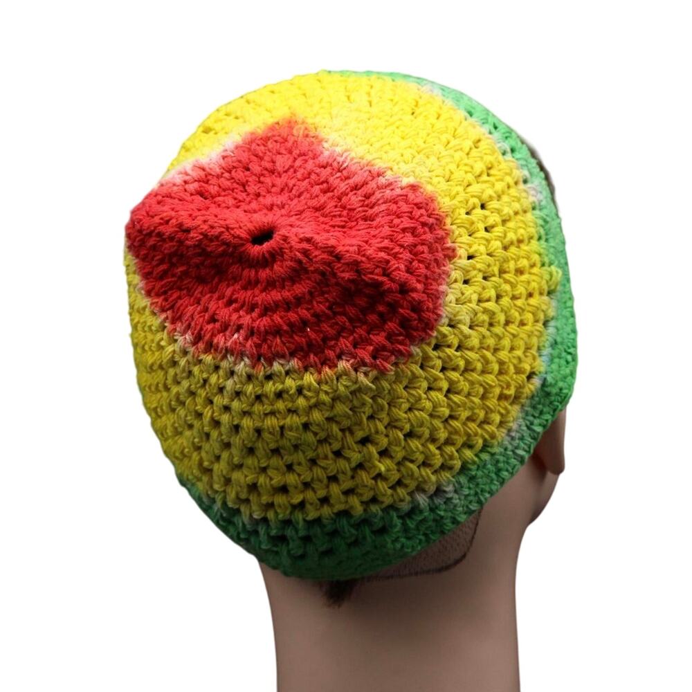 Tie Dye Kufi Prayer Woven Hat - Rasta Colors